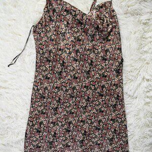 Black floral mini dress